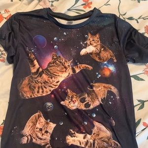 fun cat in space shirt